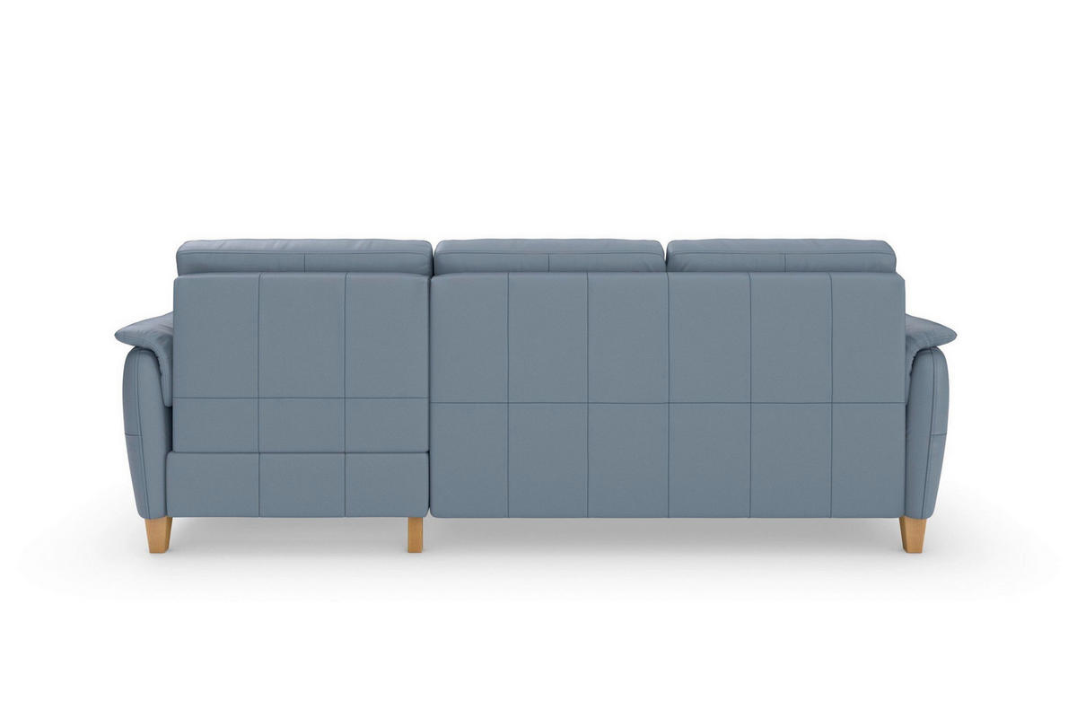 ROHOVÁ SEDAČKA, koža, sivomodrá - sivomodrá/farba duba, Basics, koža/drevo (244/163cm) - Sit & More