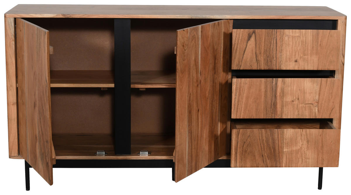 SIDEBOARD  in 150/80/40 cm  - Schwarz/Akaziefarben, Natur, Holz/Holzwerkstoff (150/80/40cm) - Carryhome