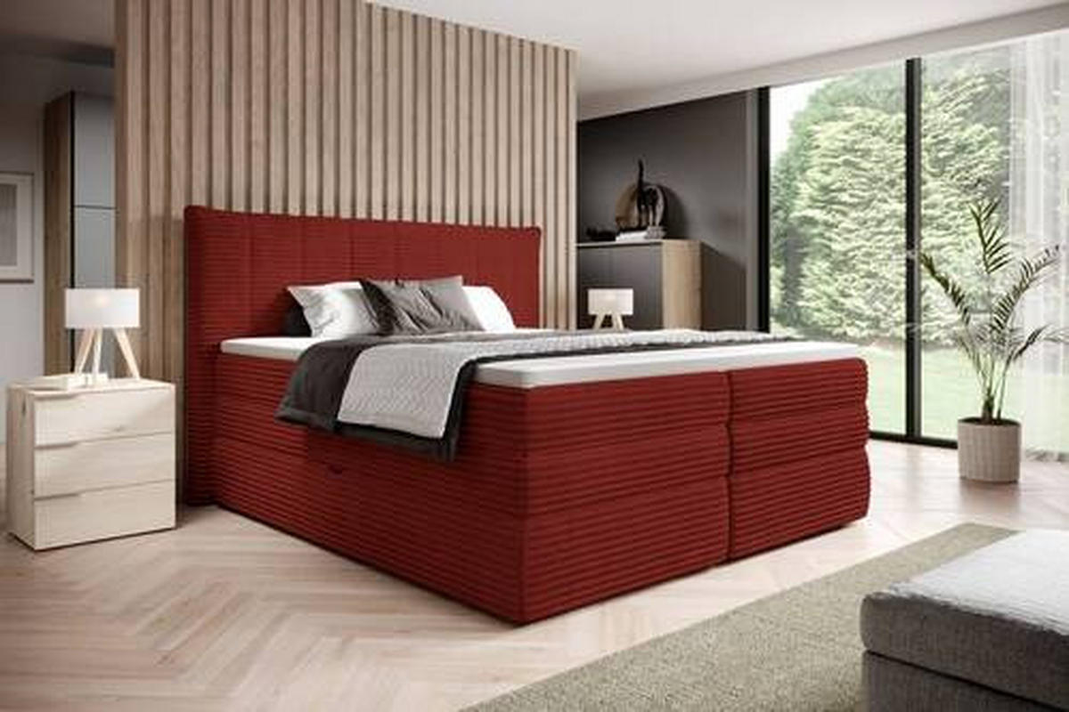 BOXSPRINGBETT 180/200 cm  in Rotbraun  - Rotbraun/Schwarz, Design, Kunststoff/Textil (180/200cm) - Esposa