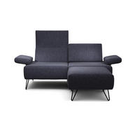 2-SITZER-SOFA Chenille Blau  - Blau/Schwarz, Design, Textil/Metall (164-194/85/86-94cm) - SENSOO