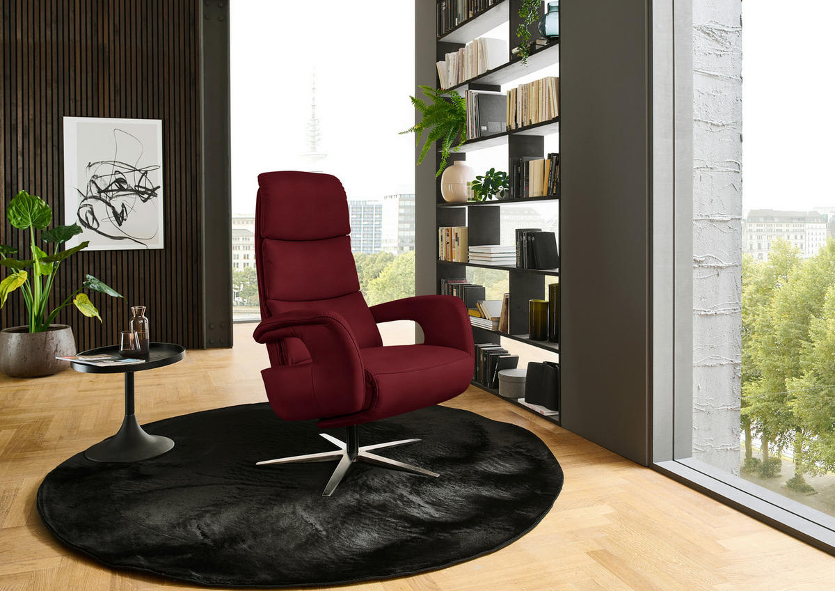 RELAXSESSEL in Leder Rot  - Edelstahlfarben/Rot, Design, Leder/Metall (76/119/86cm) - Dieter Knoll
