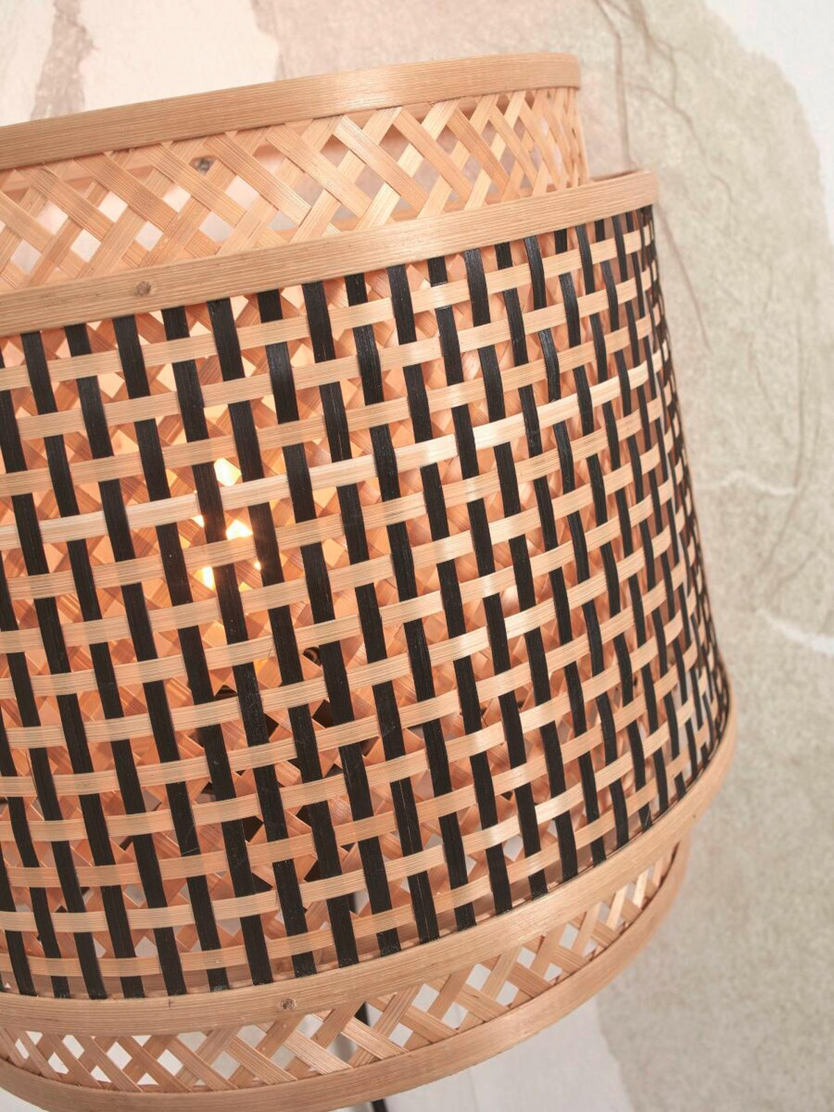WANDLEUCHTE GOOD&MOJO  32/16/27 cm   - Schwarz/Naturfarben, Trend, Holz (32/16/27cm) - Good & Mojo