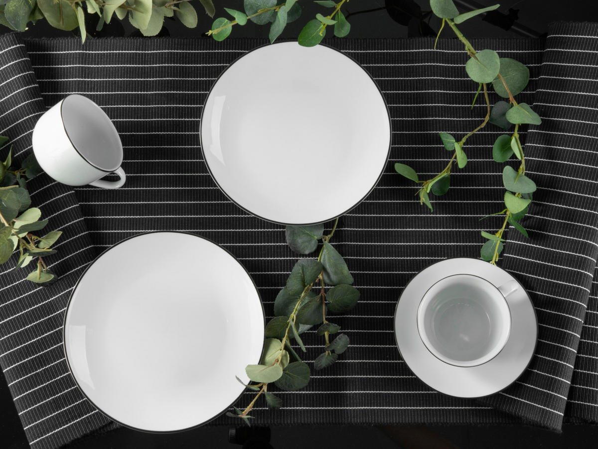 KAFFEESERVICE Schwarz, Weiß 18-teilig  - Schwarz/Weiß, Basics, Keramik - Creatable