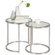 SATZTISCH 46/41/46/41/48/43 cm Silberfarben rund  - Silberfarben, Design, Glas/Metall (46/41/46/41/48/43cm) - Xora