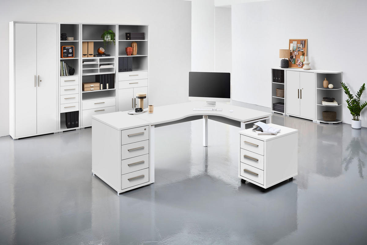 AKTENREGAL 79,7/210,4/39,5 cm  - Weiss/Silberfarben, Konventionell, Holzwerkstoff/Kunststoff (79,7/210,4/39,5cm) - Voleo