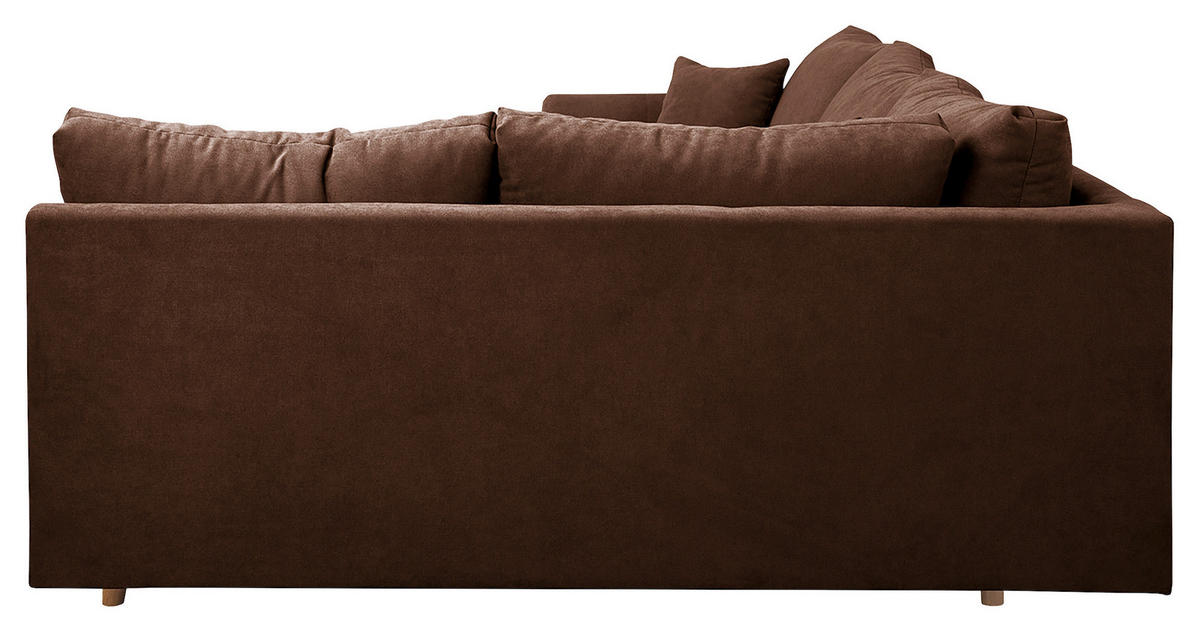 ECKSOFA Ariella Dunkelbraun Mikrofaser  - Dunkelbraun/Naturfarben, Design, Holz/Textil (231/161cm) - Livetastic
