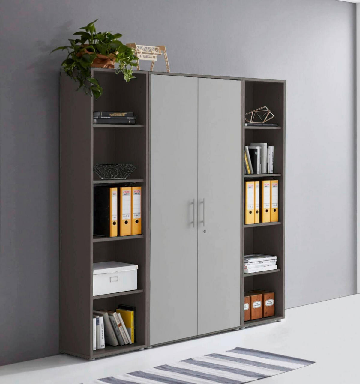 AKTENSCHRANK 172,6/185,6/33 cm  - Anthrazit/Hellgrau, MODERN, Holzwerkstoff (172,6/185,6/33cm) - MID.YOU