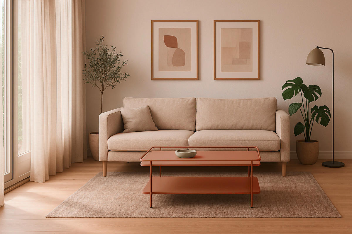 COUCHTISCH 110/55/34 cm rechteckig Terracotta  - Terracotta, Basics, Metall (110/55/34cm) - Xora
