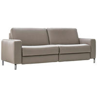 3-SITZER-SOFA Echtleder Grau  - Chromfarben/Grau, Natur, Leder/Metall (218/85/95cm) - Valdera