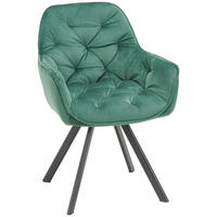 ARMLEHNSTUHL Eisen Samt  - Dunkelgrün/Schwarz, Design, Textil/Metall (62/86/62cm) - Hom`in