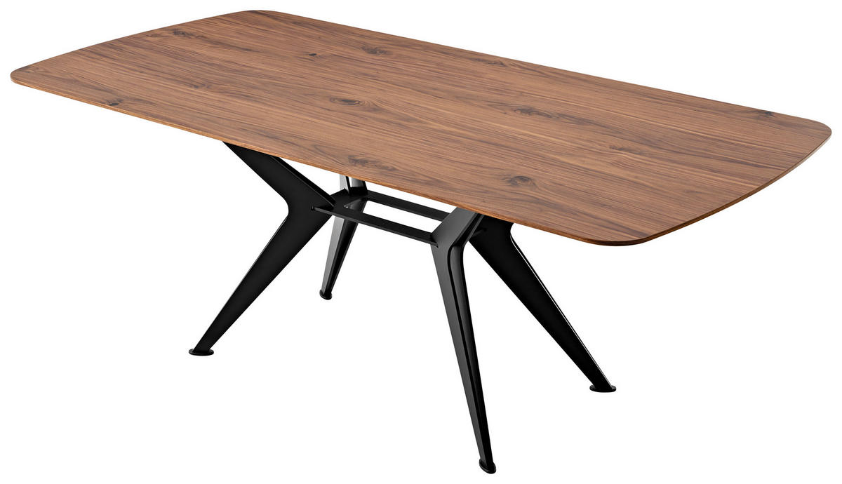 ESSTISCH Nussbaum furniert rechteckig Nussbaumfarben  - Nussbaumfarben/Schwarz, Design, Holz/Metall (200/100/76cm) - Koinor