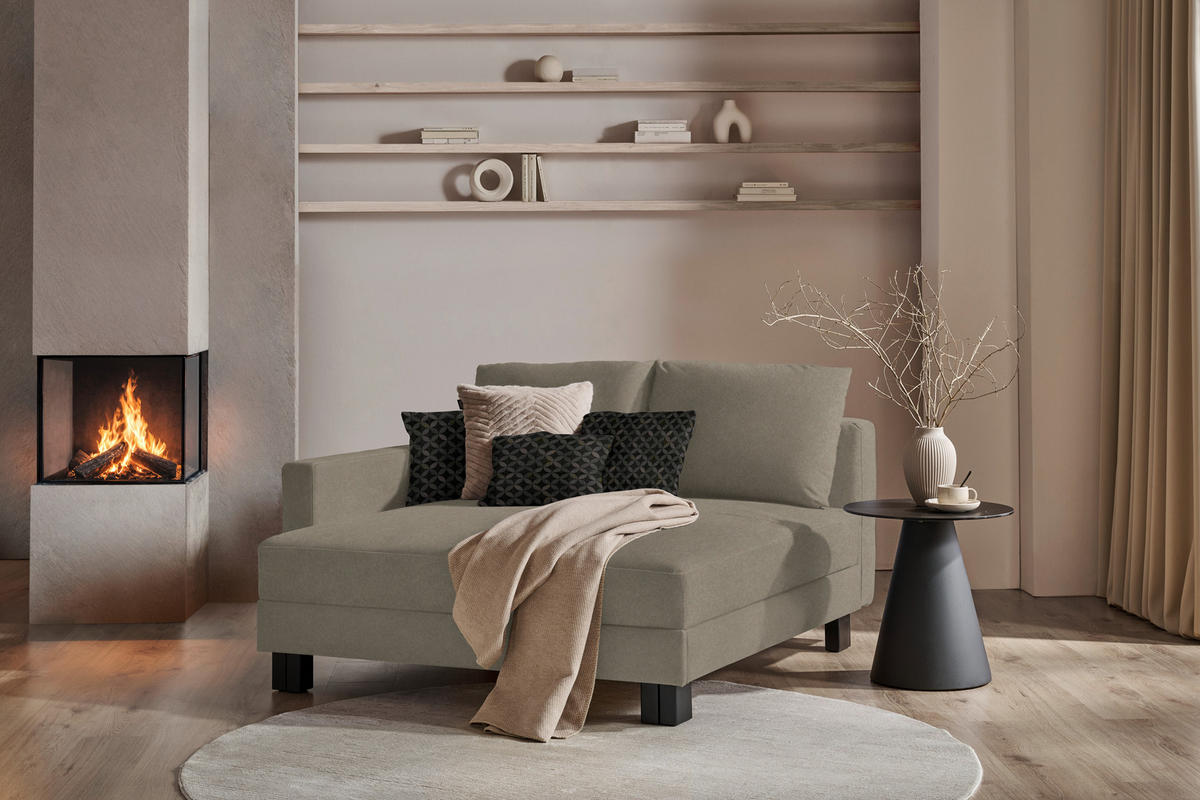 LIEGE  in Velours Ecru  - Eiche dunkel/Ecru, MODERN, Holz/Textil (137/72/155cm) - Joka