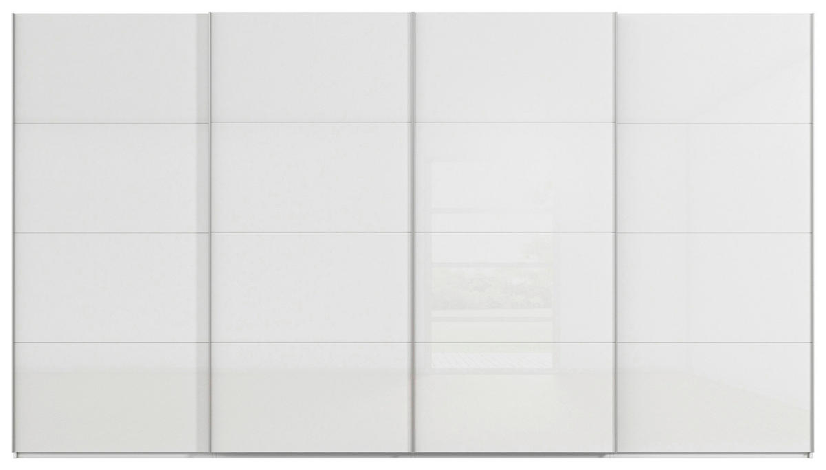 SCHWEBETÜRENSCHRANK 400/223/68 cm 4-türig Weiß  - Alufarben/Weiß, Basics, Glas/Holzwerkstoff (400/223/68cm) - Novel