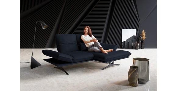 ECKSOFA in Echtleder Dunkelblau 210/130 cm - Schwarz/Dunkelblau, Design, Leder/Metall (210/130cm) - Dieter Knoll