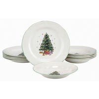 TAFELSERVICE Tannenbaum bunt Multicolor, Weiß 12-teilig 6 Personen  - Multicolor/Weiß, Basics, Keramik - Creatable