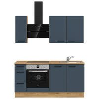 KÜCHENLEERBLOCK 180 cm   in Blau, Eichefarben  - Blau/Eichefarben, MODERN, Holzwerkstoff/Metall (180cm) - Nobilia