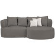 ECKSOFA in Plüsch Graphitfarben  235/166 cm  - Creme/Schwarz, MODERN, Kunststoff/Textil (235/166cm) - Hom`in