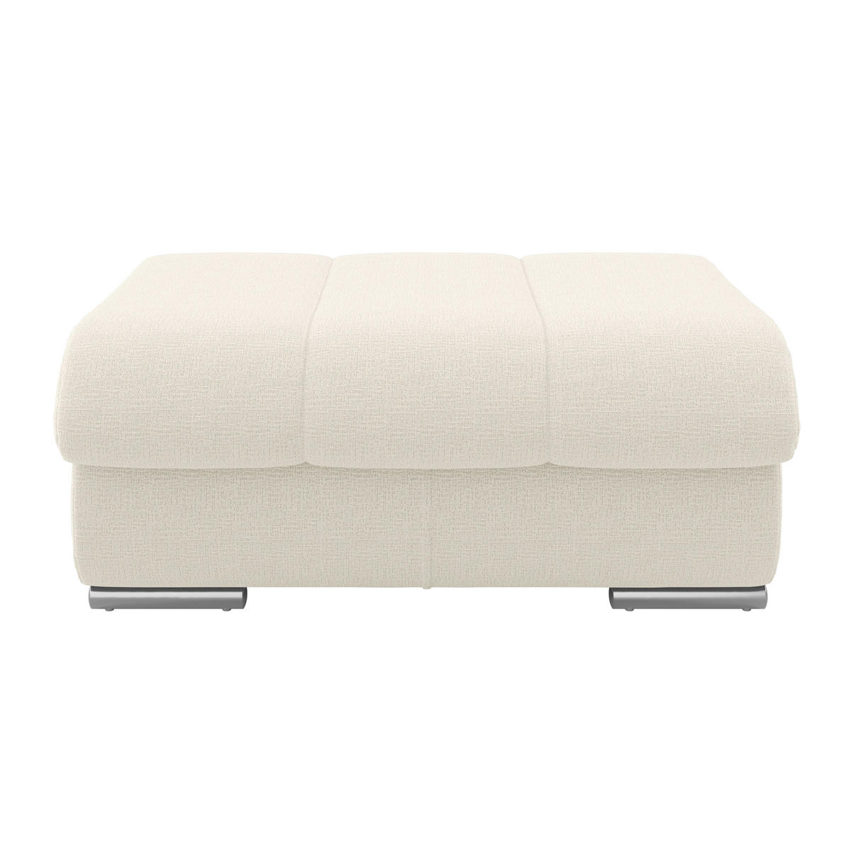 HOCKER Textil Elfenbein  - Chromfarben/Elfenbein, Modern, Textil/Metall (100/43/80cm) - Livetastic