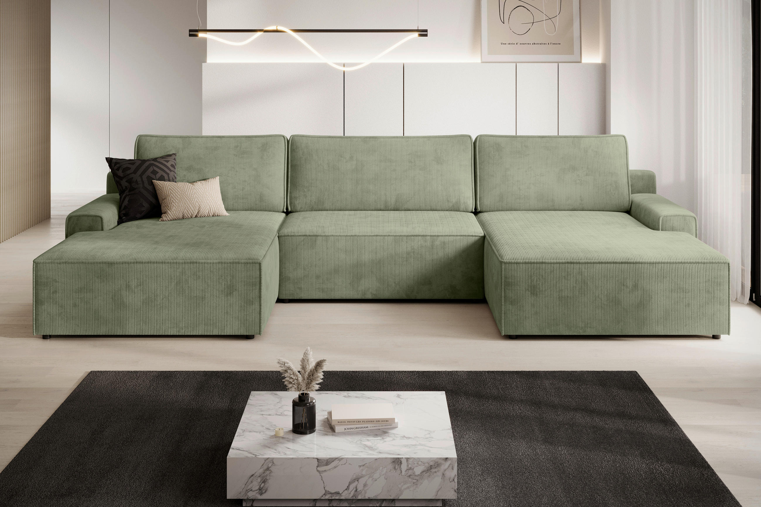Trendmanufaktur Wohnlandschaft Challenge Grün 333x168 cm