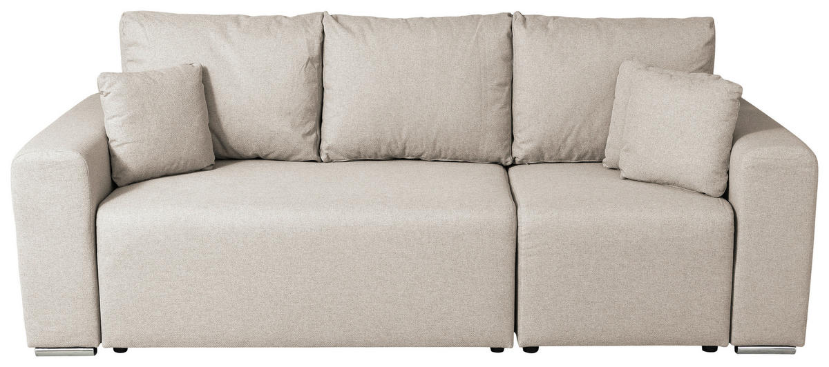ECKSOFA in Struktur Beige  240/153 cm  - Chromfarben/Beige, Basics, Kunststoff/Textil (240/153cm) - P & B