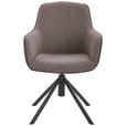 ARMLEHNSTUHL  , Stoffauswahl, Typenauswahl, Sitzfläche 360° drehbar  , Flachgewebe  ,  - Schwarz/Cappuccino, Design, Textil/Metall (60/88/64cm) - Novel