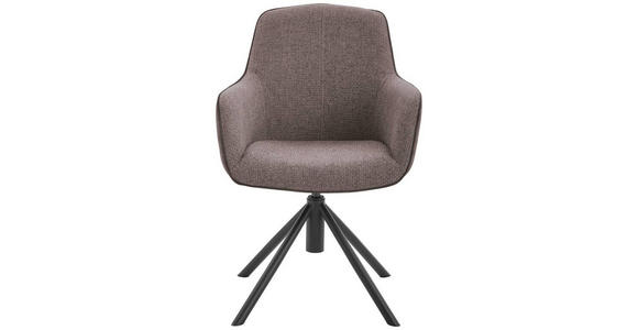 ARMLEHNSTUHL  , Stoffauswahl, Typenauswahl, Sitzfläche 360° drehbar  , Flachgewebe  ,  - Schwarz/Cappuccino, Design, Textil/Metall (60/88/64cm) - Novel