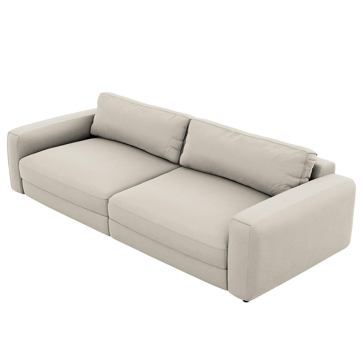 BIGSOFA in Cord Grau  - Schwarz/Grau, Modern, Kunststoff/Textil (264/84/125cm) - Trendmanufaktur