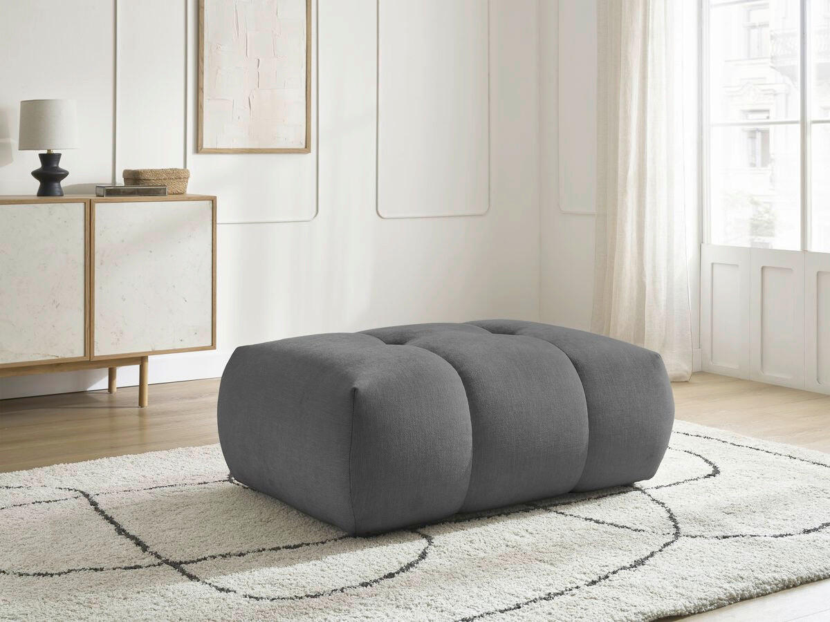 HOCKER FUJI  Leinenoptik Dunkelgrau  - Dunkelgrau/Schwarz, MODERN, Kunststoff/Textil (112/44/80cm)