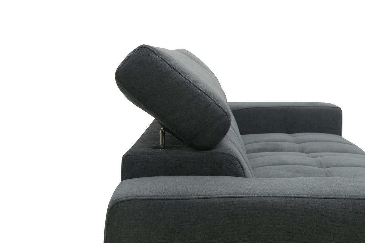 ECKSOFA TRENTO Dunkelgrau Mikrofaser  - Dunkelgrau/Schwarz, MODERN, Textil/Metall (287/175cm) - MID.YOU