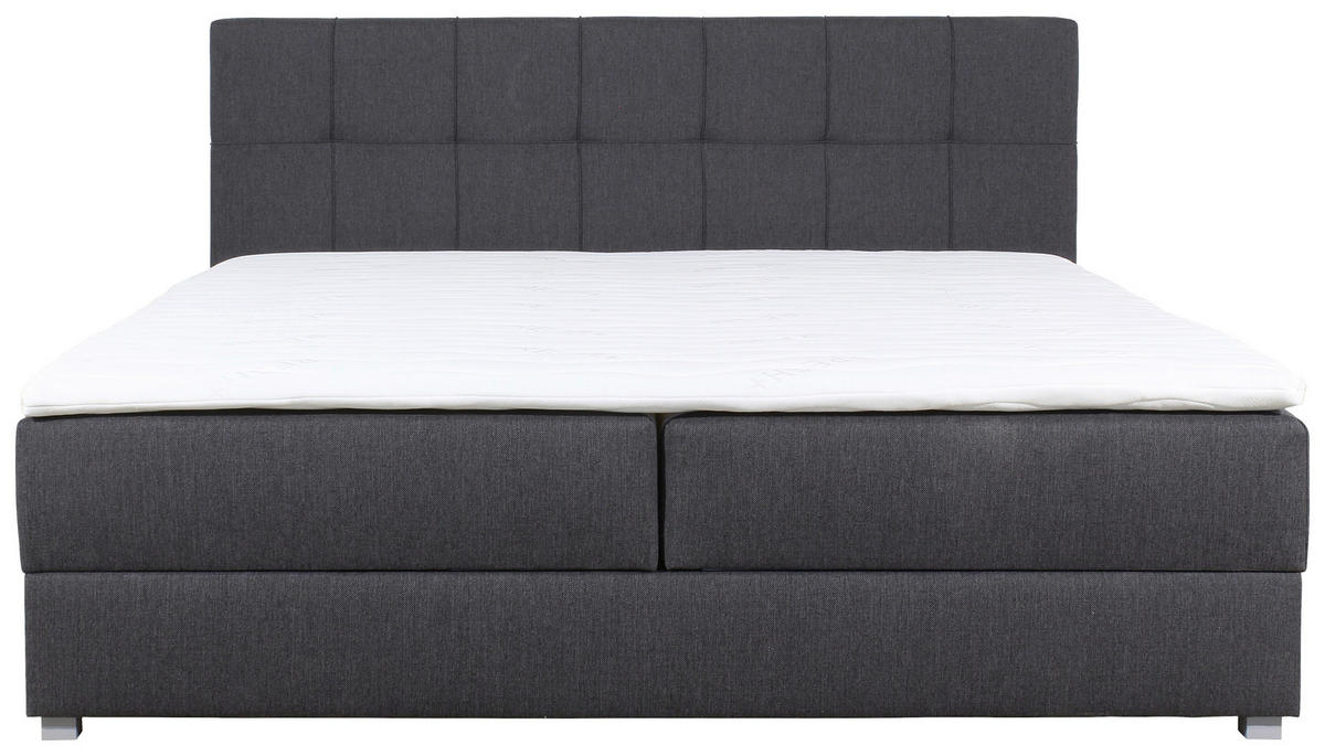 BOXBETT 180/200 cm  in Anthrazit  - Anthrazit/Silberfarben, MODERN, Textil (180/200cm) - MID.YOU