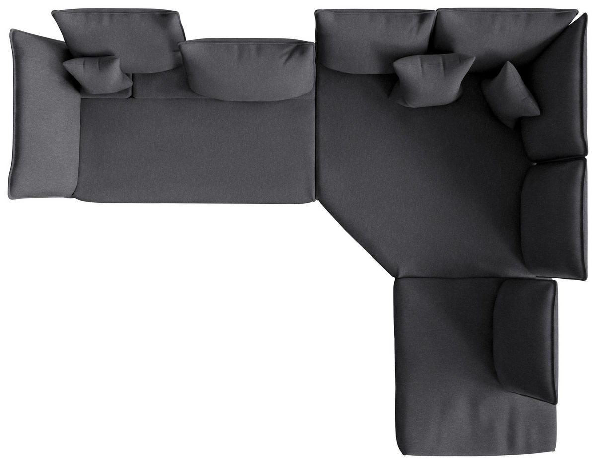 ECKSOFA  in Chenille, Flachgewebe Graphitfarben  340/272 cm  - Schwarz/Graphitfarben, MODERN, Textil/Metall (340/272cm) - W.Schillig