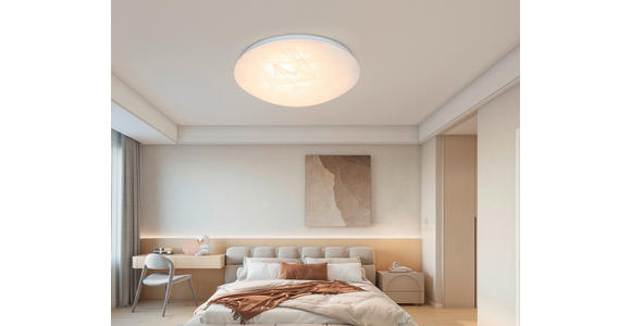 LED-DECKENLEUCHTE 38/8 cm - Alabasterfarben/Weiß, Basics, Kunststoff/Metall (38/8cm) - Boxxx