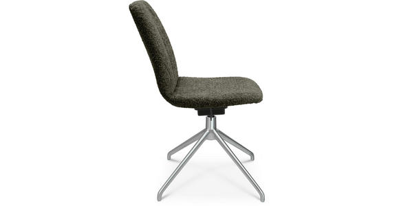 STUHL in Aluminium Bouclé Metall, Textil - Dunkelgrün/Alufarben, Design, Textil/Metall (46/81,5-84,5/55cm) - Johann Jakob
