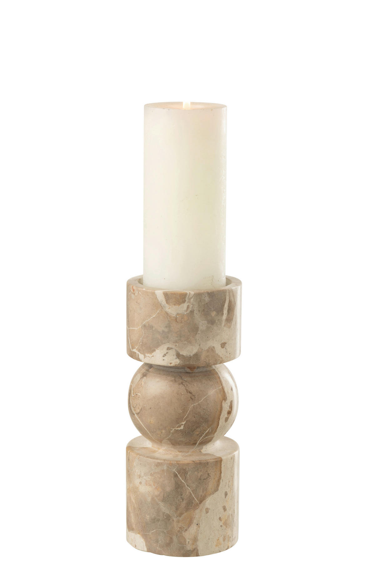KERZENHALTER - Beige, Basics, Stein (9/9/23cm) - Ambia Home