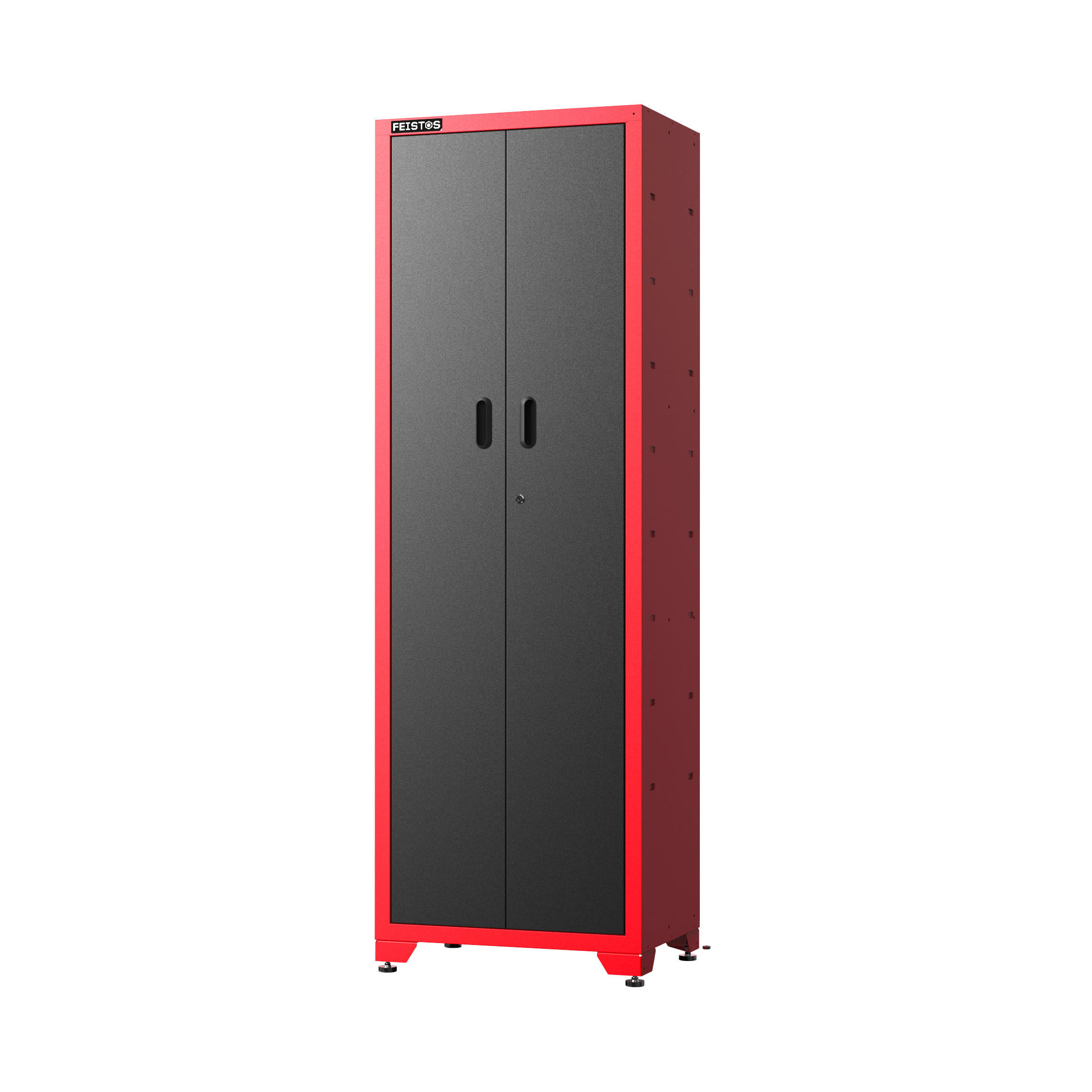 WERKSTATT-HOCHSCHRANK  - Rot/Schwarz, KONVENTIONELL, Metall (66/46/198cm)