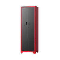 WERKSTATT-HOCHSCHRANK  - Rot/Schwarz, KONVENTIONELL, Metall (66/46/198cm)