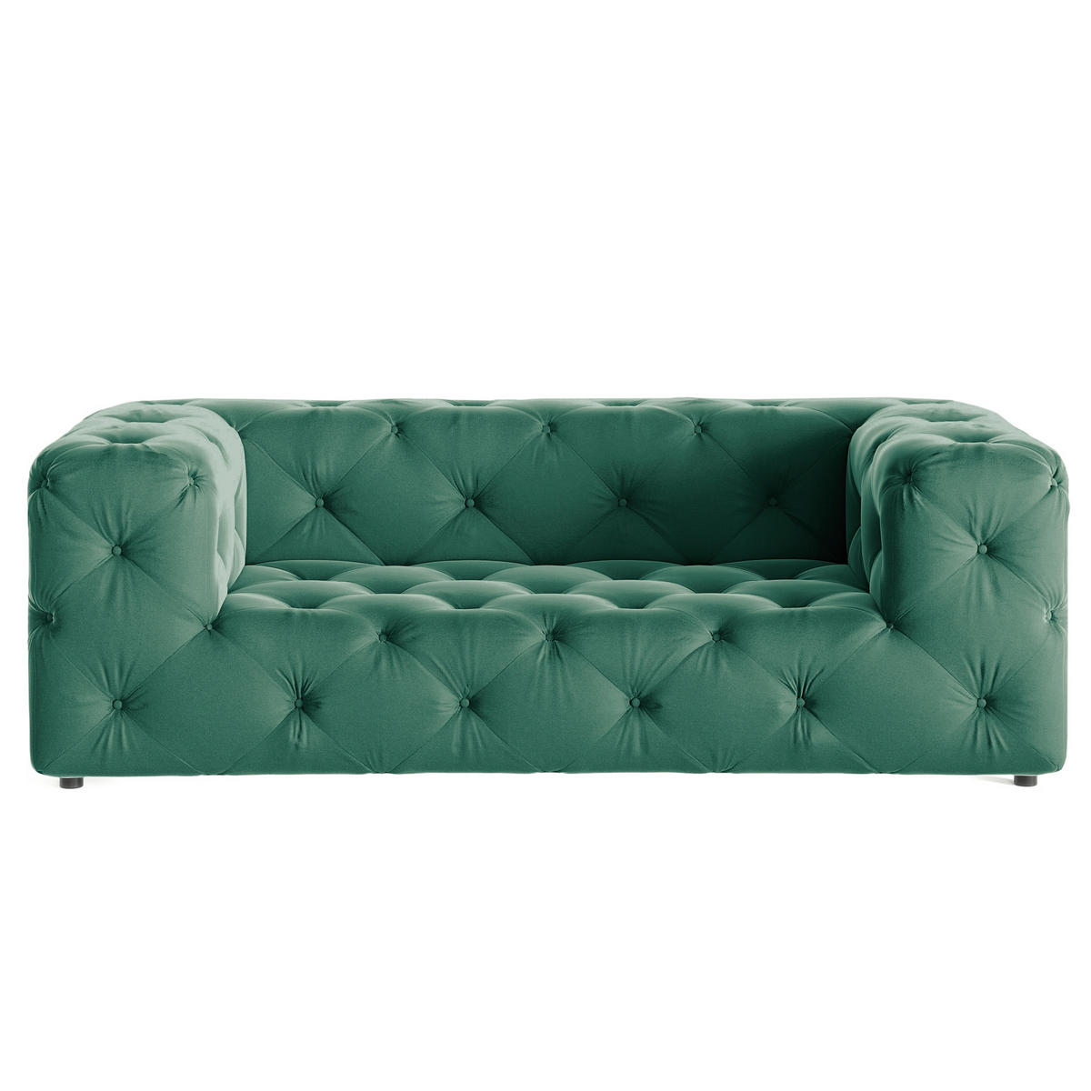 2-SITZER-SOFA Fresco in Samt Dunkelgrün  - Dunkelgrün/Schwarz, Design, Kunststoff/Textil (193/71/100cm) - P & B