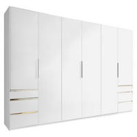 DREHTÜRENSCHRANK 300/216/58 cm 6-türig Weiß  - Chromfarben/Weiß, MODERN, Holzwerkstoff/Metall (300/216/58cm) - MID.YOU