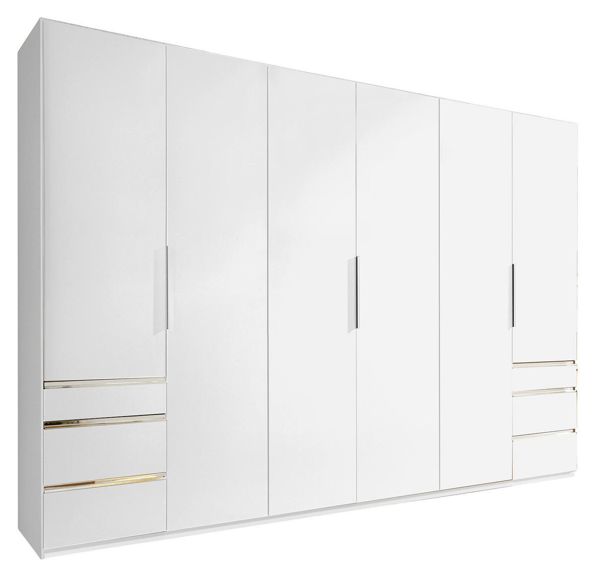 DREHTÜRENSCHRANK 300/216/58 cm 6-türig Weiß  - Chromfarben/Weiß, MODERN, Holzwerkstoff/Metall (300/216/58cm) - MID.YOU