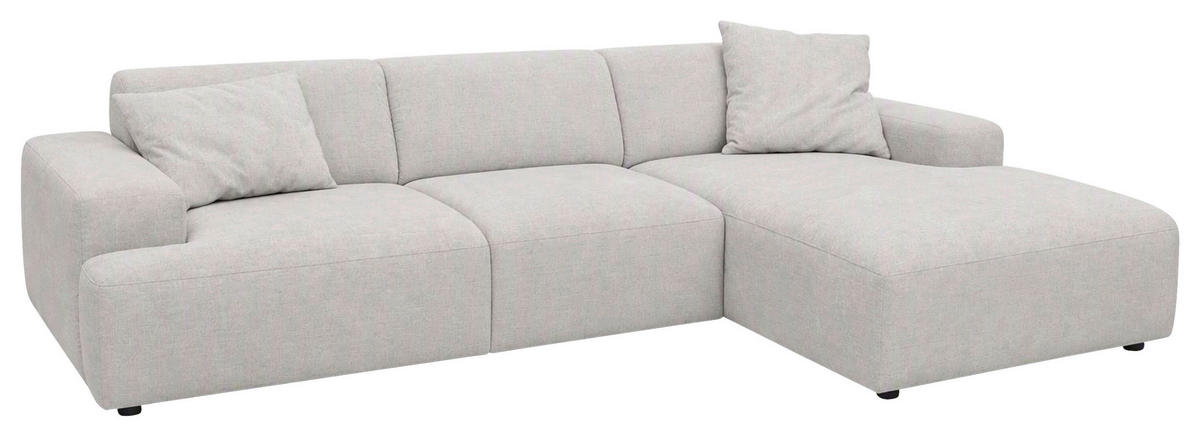 ECKSOFA Silberfarben Flachgewebe Rücken echt  - Silberfarben/Schwarz, KONVENTIONELL, Kunststoff/Textil (294/184cm) - Hom`in