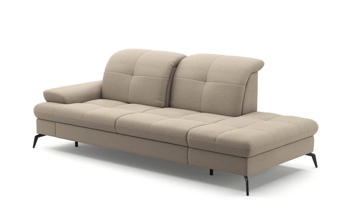 RÉCAMIERE in Flachgewebe Taupe  - Taupe/Schwarz, Konventionell, Textil/Metall (231/90/122cm) - Sit & More