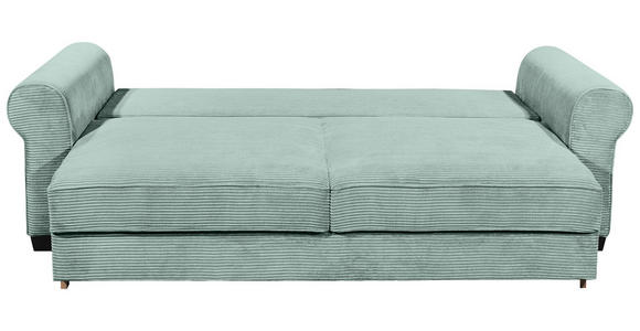 SCHLAFSOFA mit Stoffauswahl, Liegefunktion, Rücken echt Cord Salbeigrün - Salbeigrün/Schwarz, KONVENTIONELL, Kunststoff/Textil (247/95/125cm) - Hom`in