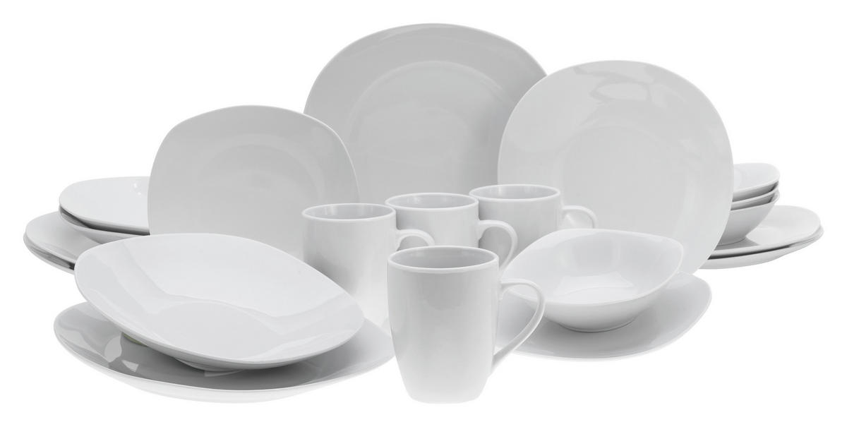 KOMBISERVICE SQUARE WEISS 20-teilig  - Weiß, Basics, Keramik - Creatable