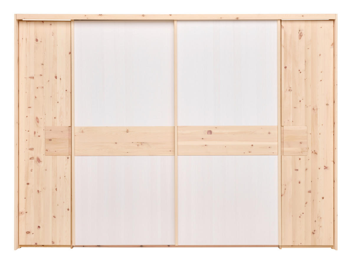 KLEIDERSCHRANK in Weiß, Zirbelkieferfarben  - Zirbelkieferfarben/Weiß, Natur, Holz (305/220/69cm) - Linea Natura