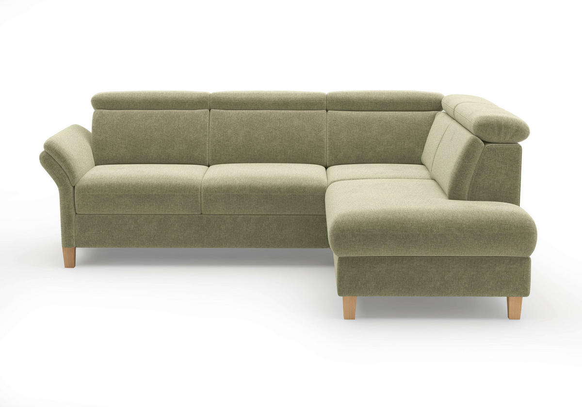 ECKSOFA GLENDALE E Hellgrün Flachgewebe  - Eichefarben/Hellgrün, KONVENTIONELL, Holz/Textil (247/193cm) - Sit & More