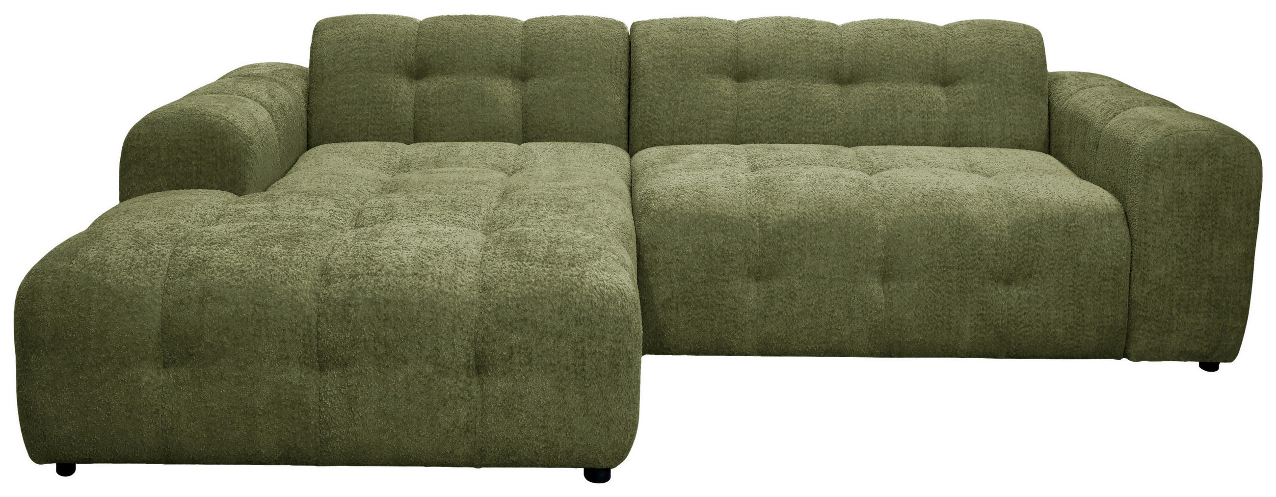 ECKSOFA RUNO in Bouclé Grün  175/270 cm  - Schwarz/Grün, Design, Kunststoff/Textil (175/270cm) - MID.YOU