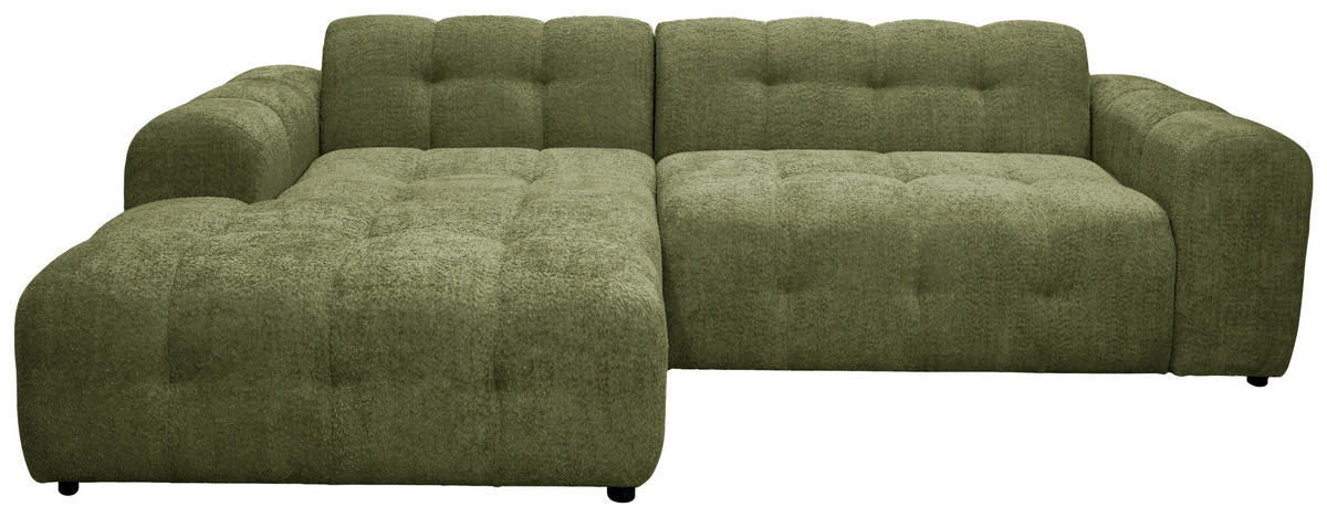 ECKSOFA RUNO in Bouclé Grün  175/270 cm  - Schwarz/Grün, Design, Kunststoff/Textil (175/270cm) - MID.YOU