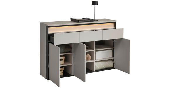 SIDEBOARD  in 130/88/38 cm  - Beige/Schwarz, KONVENTIONELL, Holzwerkstoff (130/88/38cm) - Voleo