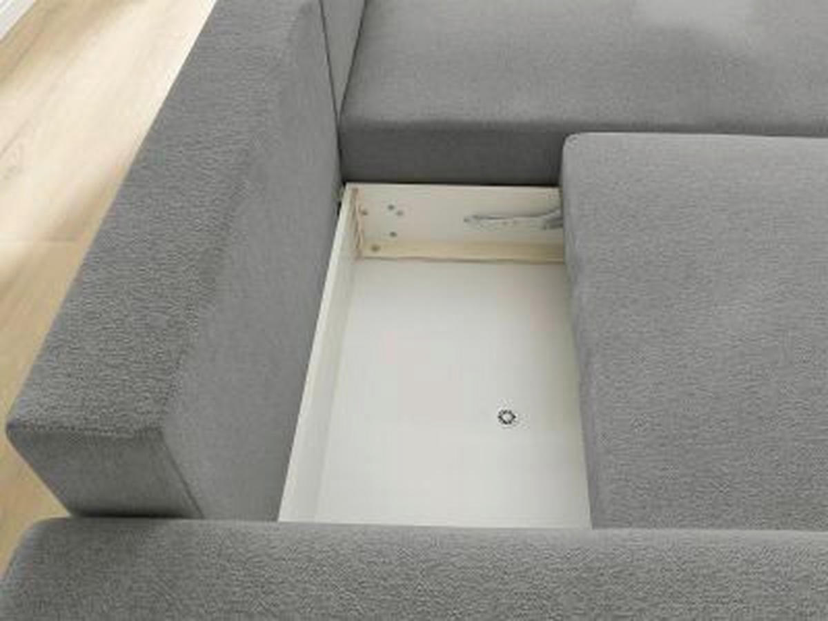 ECKSOFA Ottomane rechts  ATILLA Dunkelgrau Flachgewebe  - Dunkelgrau/Schwarz, MODERN, Kunststoff/Textil (244/149cm)