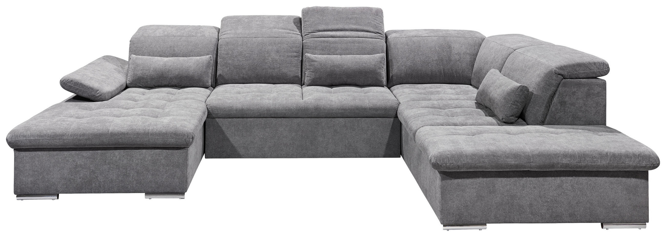 SOFFA i mikrovelour grå  - mörkgrå/silver, Klassisk, textil/plast (188/340/240cm) - MID.YOU